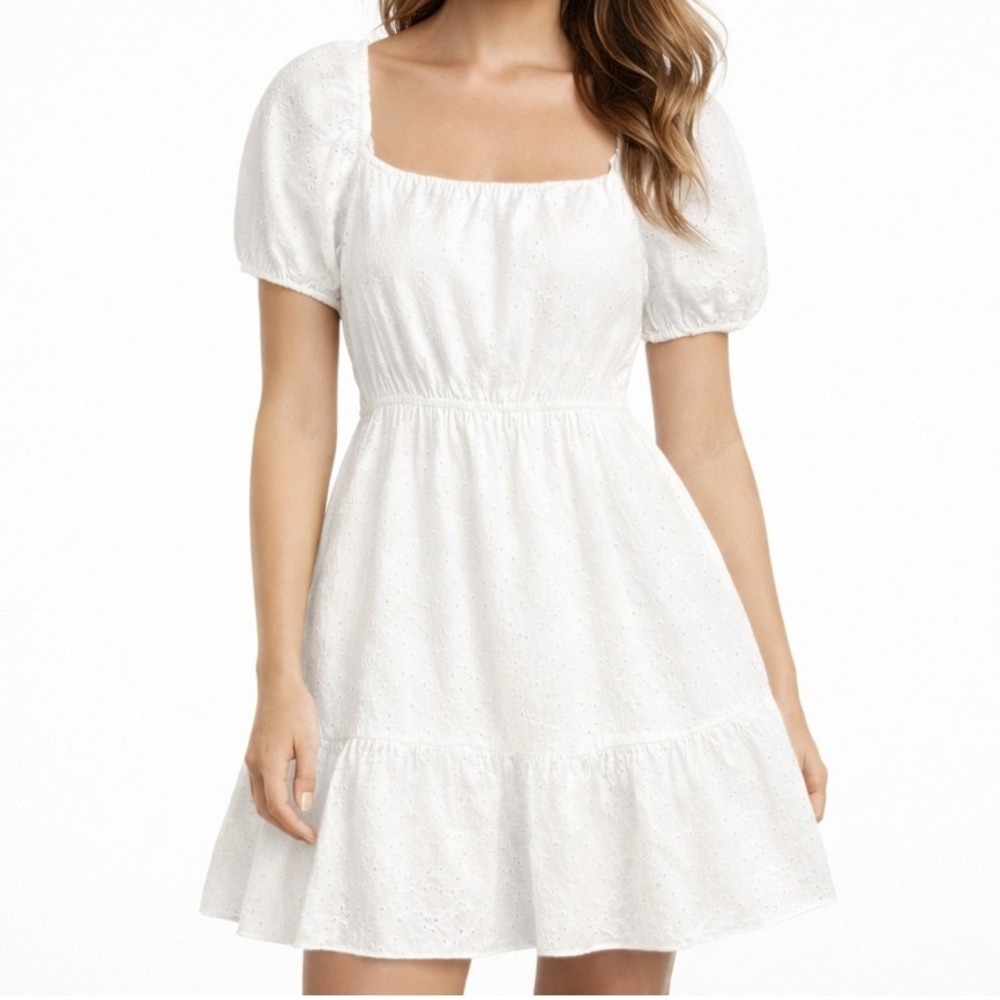 NWT & Other Stories Broderie Anglaise White Organic Cotton‎ Eyelet Mini Dress 10